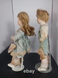 Vintage 1978 Dolls By Jerri McCloud Porcelain Doll Pair Boy Girl Set RARE