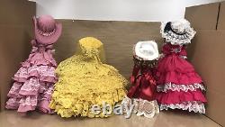 Vintage 1980's 4pc Mixed Doll Lot Victorian Style Southern Belle Porcelain Cloth
