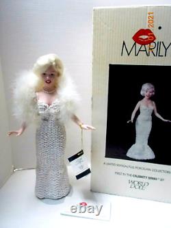 Vintage 1980's PORCELAIN MARILYN MONROE WORLD DOLL 16.5 w / Sequins Dress & Box