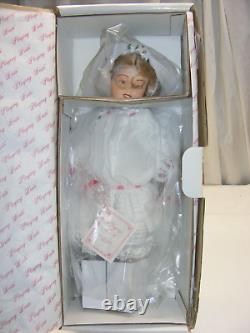 Vintage 1988 Playing Bride Porcelain 16 Doll with Stand by Maud Humphrey Bogart