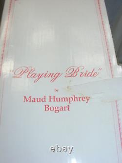 Vintage 1988 Playing Bride Porcelain 16 Doll with Stand by Maud Humphrey Bogart