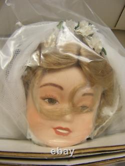 Vintage 1988 Playing Bride Porcelain 16 Doll with Stand by Maud Humphrey Bogart