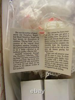 Vintage 1988 Playing Bride Porcelain 16 Doll with Stand by Maud Humphrey Bogart