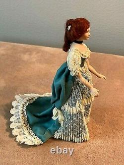 Vintage 1990s Porcelain Victorian Lady with Bustle Artisan Doll Miniature 112