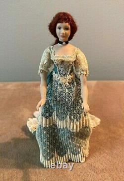 Vintage 1990s Porcelain Victorian Lady with Bustle Artisan Doll Miniature 112