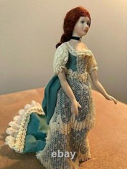 Vintage 1990s Porcelain Victorian Lady with Bustle Artisan Doll Miniature 112