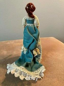 Vintage 1990s Porcelain Victorian Lady with Bustle Artisan Doll Miniature 112