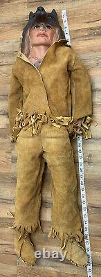 Vintage 1996 Native American Indian Wolf Man Leader Porcelain Doll #1 Leather