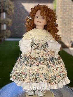 Vintage 1998 Signed LINDA RICK All 24 Porcelain DOLL Teddy Bear Dress