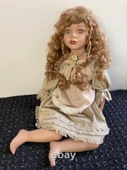 Vintage 20 Porcelain Bisque Red Head Doll Unique in Native American outfit