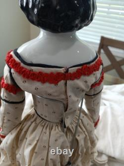 Vintage 20 Porcelain China Head Low Brow Doll Original Body and Clothes