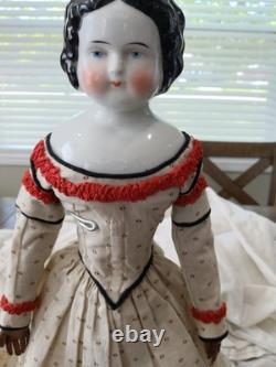 Vintage 20 Porcelain China Head Low Brow Doll Original Body and Clothes