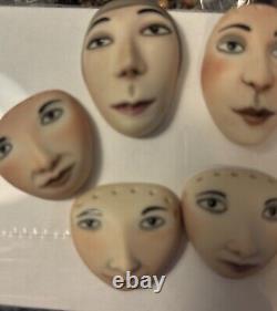 Vintage 2000 Painted Porcelain Doll Faces Lot Of 8 By Shannon Mayfield 1-1 1/2