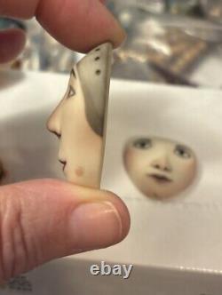 Vintage 2000 Painted Porcelain Doll Faces Lot Of 8 By Shannon Mayfield 1-1 1/2