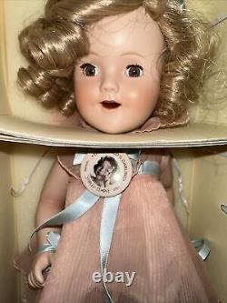 Vintage 2001 DANBURY MINT SHIRLEY TEMPLE Porcelain Doll withPin Box And Tag