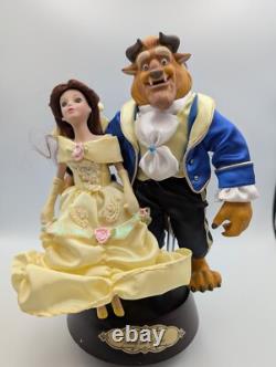 Vintage 2002 BEAUTY AND THE BEAST porcelain Doll Turning Set With Music
