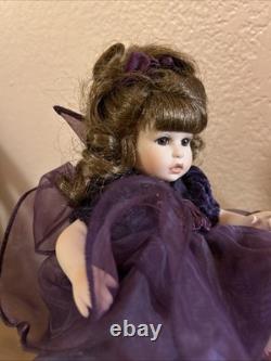 Vintage 2002 Marie Osmond Porcelain Doll Brunette Girl 22682 Signed Dress Purple