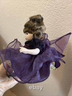 Vintage 2002 Marie Osmond Porcelain Doll Brunette Girl 22682 Signed Dress Purple