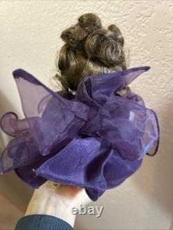 Vintage 2002 Marie Osmond Porcelain Doll Brunette Girl 22682 Signed Dress Purple