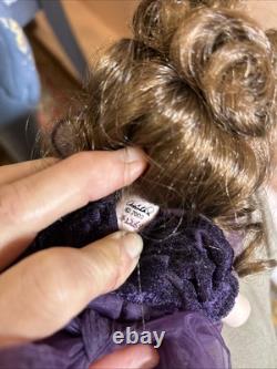 Vintage 2002 Marie Osmond Porcelain Doll Brunette Girl 22682 Signed Dress Purple