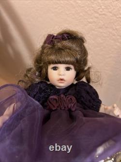 Vintage 2002 Marie Osmond Porcelain Doll Brunette Girl 22682 Signed Dress Purple