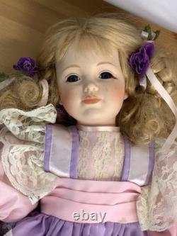 Vintage 21 Porcelain Doll Victorian Lace Dress Lavender & Pink Ruffles