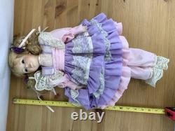 Vintage 21 Porcelain Doll Victorian Lace Dress Lavender & Pink Ruffles