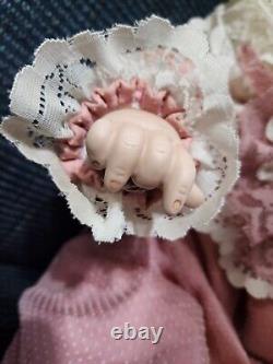 Vintage 21 Three Face Porcelain Doll With Handmade Victorian Style Dress