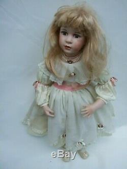 Vintage 24'' Tall Gorgeous Blond Porcelain Bisque Doll White Dress