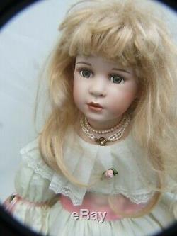 Vintage 24'' Tall Gorgeous Blond Porcelain Bisque Doll White Dress