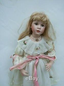 Vintage 24'' Tall Gorgeous Blond Porcelain Bisque Doll White Dress