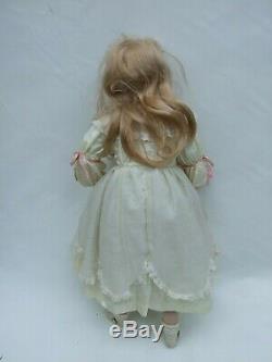 Vintage 24'' Tall Gorgeous Blond Porcelain Bisque Doll White Dress