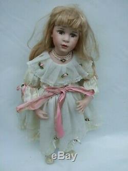 Vintage 24'' Tall Gorgeous Blond Porcelain Bisque Doll White Dress