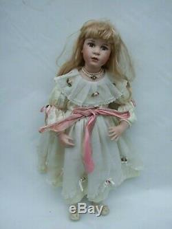 Vintage 24'' Tall Gorgeous Blond Porcelain Bisque Doll White Dress