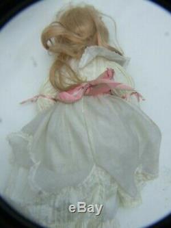 Vintage 24'' Tall Gorgeous Blond Porcelain Bisque Doll White Dress