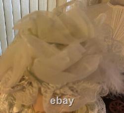 Vintage 27 Cathay Collections Porcelain Doll Victorian Dress In Green, Lace+