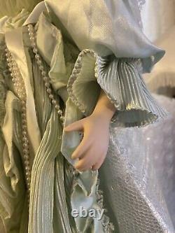 Vintage 27 Cathay Collections Porcelain Doll Victorian Dress In Green, Lace+