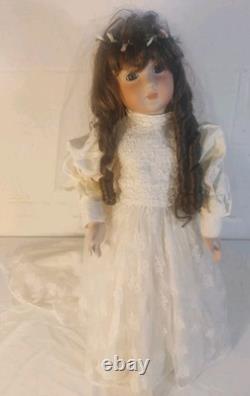 Vintage 27 Seeley Porcelain Bride Doll with Stand Perfect Condition Bride