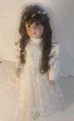 Vintage 27 Seeley Porcelain Bride Doll with Stand Perfect Condition Bride
