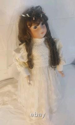 Vintage 27 Seeley Porcelain Bride Doll with Stand Perfect Condition Bride