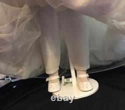 Vintage 28 Porcelain Doll In Off White Gown With Pale Green Accents WithRoses. FE