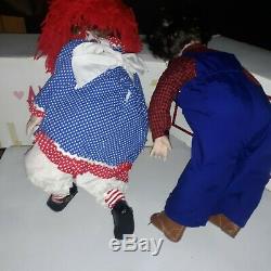 Vintage 2ft Raggedy Ann & Andy Porcelain Dolls by Kelly RuBert with Original Boxes