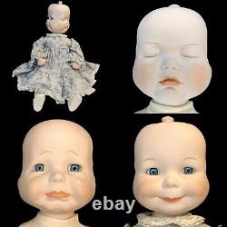 Vintage 3 Sided Face HAPPY, CRYING, SLEEPING Porcelain Baby Doll RARE Creepy Old