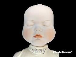 Vintage 3 Sided Face HAPPY, CRYING, SLEEPING Porcelain Baby Doll RARE Creepy Old