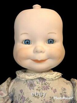 Vintage 3 Sided Face HAPPY, CRYING, SLEEPING Porcelain Baby Doll RARE Creepy Old