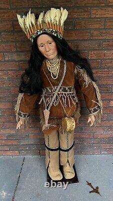 Vintage 4' Tall Porcelain Native American Doll Duck House Heirloom Numbered Limi