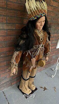 Vintage 4' Tall Porcelain Native American Doll Duck House Heirloom Numbered Limi