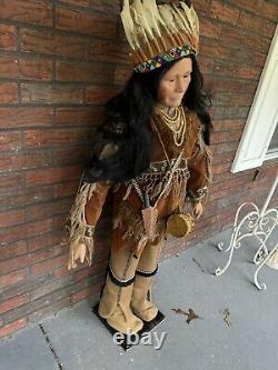 Vintage 4' Tall Porcelain Native American Doll Duck House Heirloom Numbered Limi