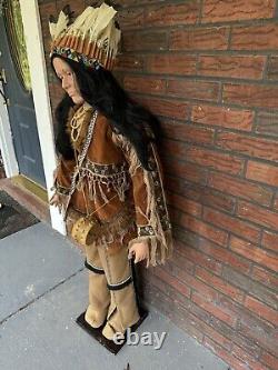 Vintage 4' Tall Porcelain Native American Doll Duck House Heirloom Numbered Limi