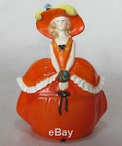Vintage 6111 2. Germany Porcelain Figural Victorian Lady Half Doll Trinket Box